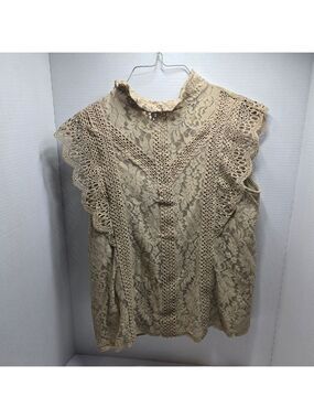 Cable & Gauge Beige Lace Blouse